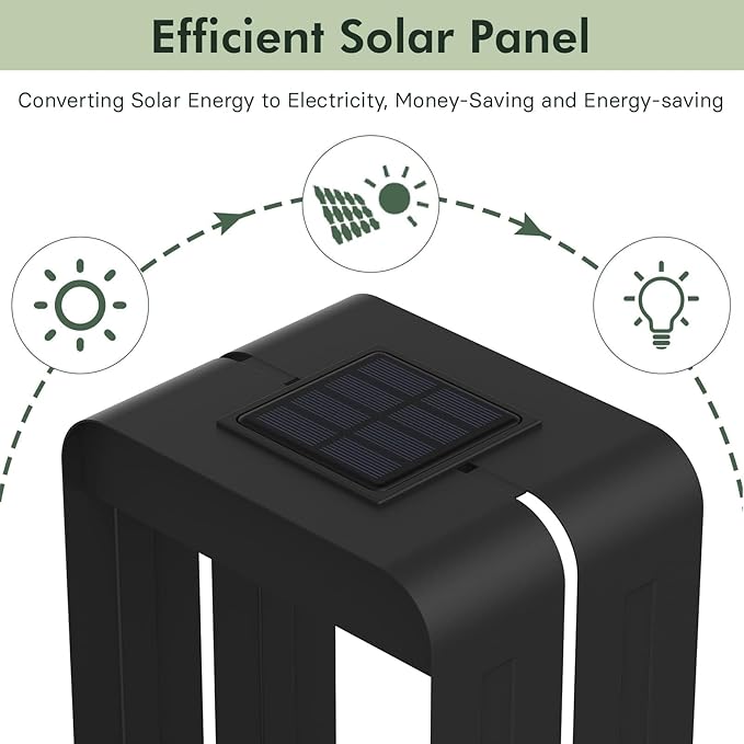 Grand patio Outdoor Solar Wall Sconce Shelf Planter, Decor LED Waterproof Wall Light Lamp with Woodgrain for Patio, Porch, Solar Energy, Black (S-Rectangle)