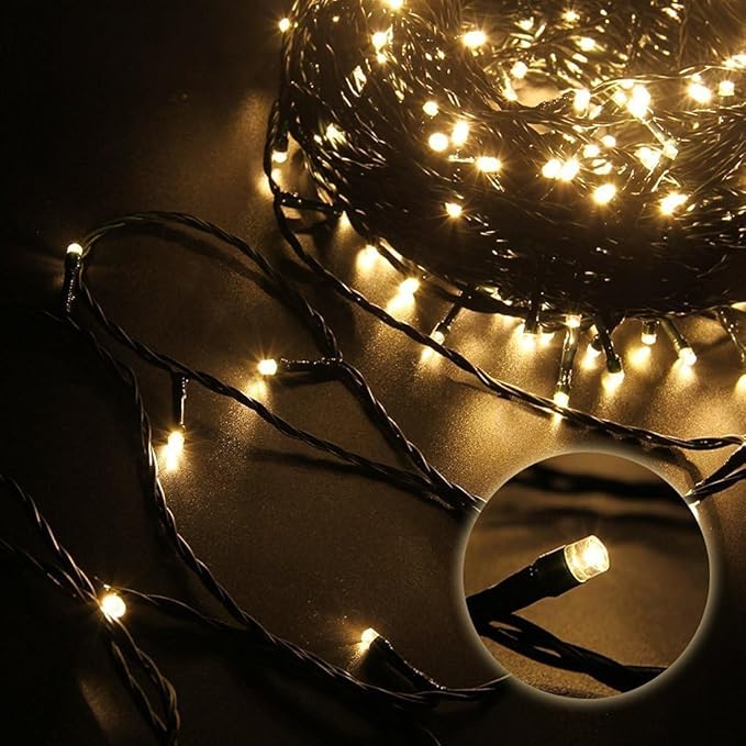 Outdoor String Lights, Fairy Lights 33 FT 100 LED Waterproof Deco for Indoor Outdoor Backyard Tree Party Cafe Patio Home Room Festival Chirstmas (Transparent Wire-Multi Color (Warm White-Black)