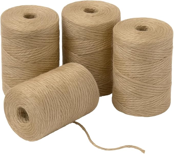 Gardzen 4 Pack Natural Jute Twine String (328 ft Each), 3-Ply Durable Brown Craft Twine for Gardening, Gift Wrapping, Flower Bouquet, Arts & Crafts, Hemp & Burlap String for DIY Projects