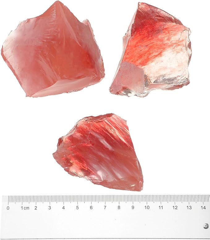 uxcell Fire Glass for Fire Pit, 5-8cm(2"-3.1") High Luster Reflective Glass Rocks for Natural or Propane Fireplace, Safe for Outdoors and Indoors Fire Pit Glass, Pink, 400g/14oz