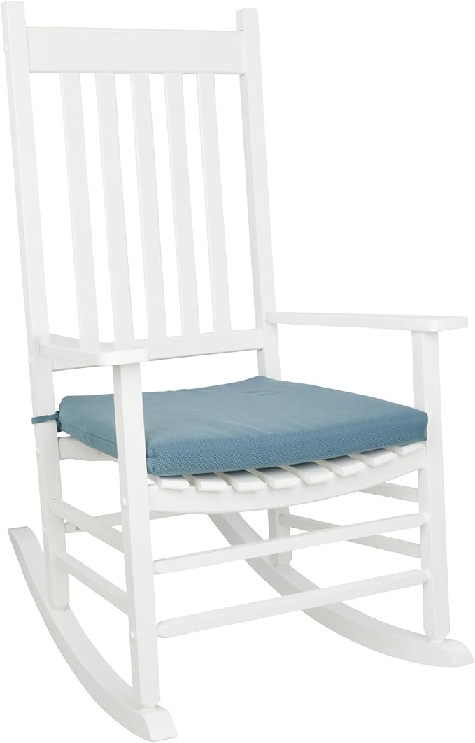 Shine Company Weather-Resistant Outdoor Rocking Chair Seat Cushions, 22"x20", Performance Fabric with Foam Core, Removable Cover with Ties, Set of 2, Blue Gray