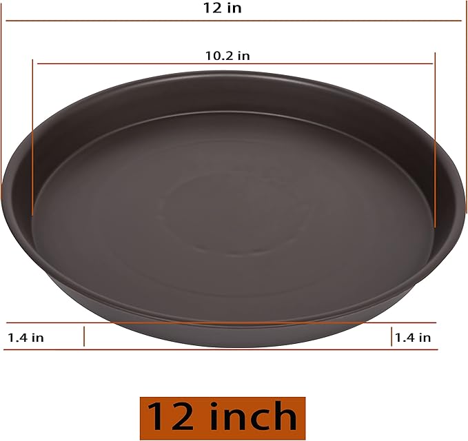 Plant Saucer 12 Inch, 6 Pack of 12 inch Plant Saucers, Heavy Duty Plastic Plant Tray for Pot 11", Plant Saucers for Indoors Round, Flower Pot Saucers for Planter 11-12" (Chocolate Brown)