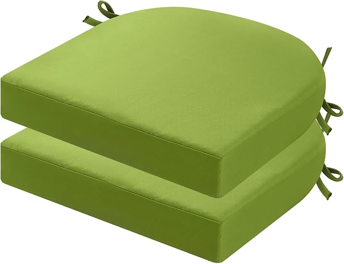 idee-home Outdoor Chair Cushions Set of 2, Thick 17" x 17" x 2" Outdoor Seat Cushions Patio Furniture Waterproof with Ties, Dining Pads