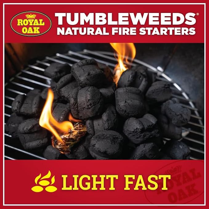 Royal Oak Tumbleweeds All Natural Fire Starter Charcoal Firestarter for Grilling, BBQ, Wood Stoves, Campfires, No Odor and Water Resistant, 40 Pack