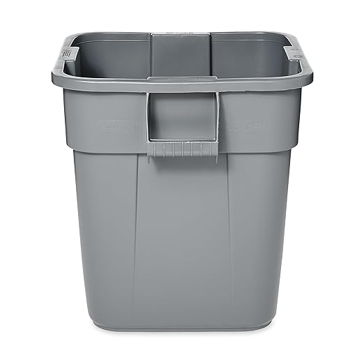 Rubbermaid Commercial LLDPE Square Brute 28-Gallon Trash Can without Lid, Gray, For Restaurants/Garages/Offices/Mailrooms/Classrooms