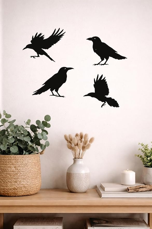 Crow Stencil – Reusable Gothic Raven Silhouettes and Crow Art Stencil for Painting, Dark Art Crafting and DIY Projects