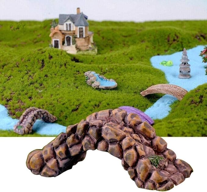 DIY Miniature Resin Bridge for Fairy Garden - Brown Small Bridge Lawn Ornament, Vintage Style, 6.6 x 2.5 cm, Perfect for Dollhouse Decor, Garden Decorations, and Craft Projects