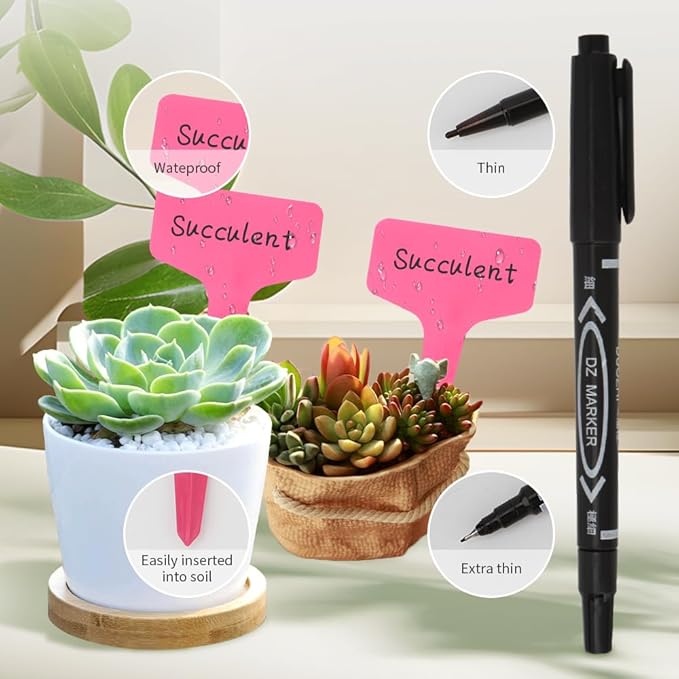 200pcs Plant Labels,Plant Name Tags,Pink Plant Markers,Gardening Supplies,Garden Labels Outdoor Waterproof,Garden Markers,Plastic Plant Labels for Seedlings,Greenhouse Accessories,Plant Nursery