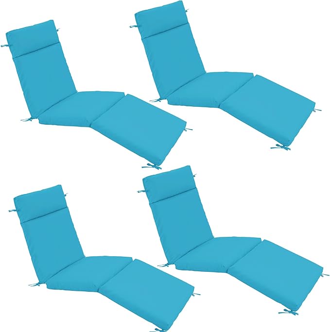 Chaise Lounge Cushion 72x21x3 Inch ?Set of 4 Outdoor Lounge Chair Cushions, Lounger Pad Replacement with Fade-Resistant, Removable & Machine-Washable Covers, Ideal for Patio Chaise Chairs, Teal