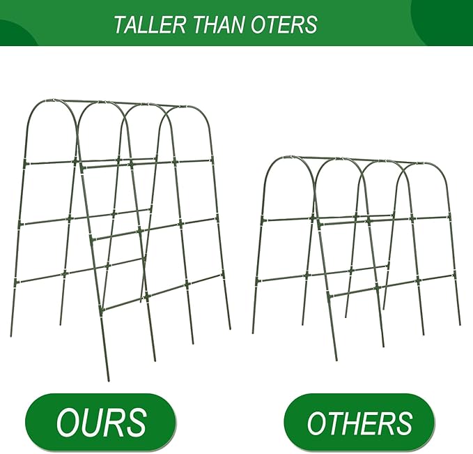 65"×50" Cucumber Trellis for Raised Bed,Tall Metal Arch Garden Trellis for Climbing Plants Outdoor,Vegetables,Plant Support Peas,Fruit,Flower,Grape,Tomato, Bean