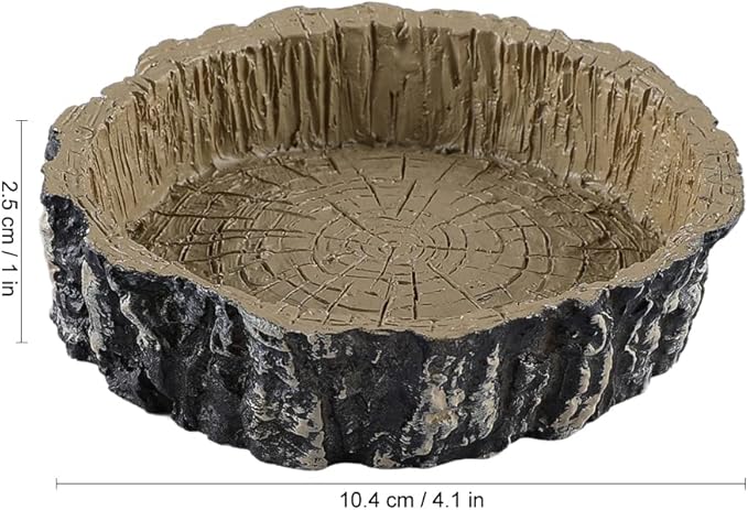 Tree Trunk Food/Water Dish for Amphibians, Reptiles and Other Little Critters, Made from Premium Non-Toxic Resin - Small Size
