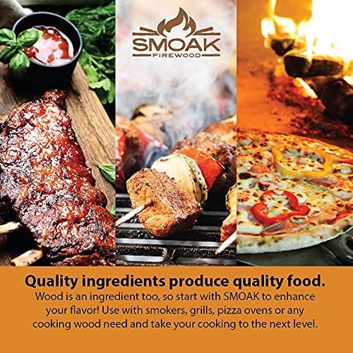Smoak Firewood’s Cooking Wood Mini Splits - USDA Certified Kiln Dried Wood for Pizza Ovens, Grills, Smokers and BBQing (8inch Pieces, 25-30lbs 1728 Cubic in – Cherry)