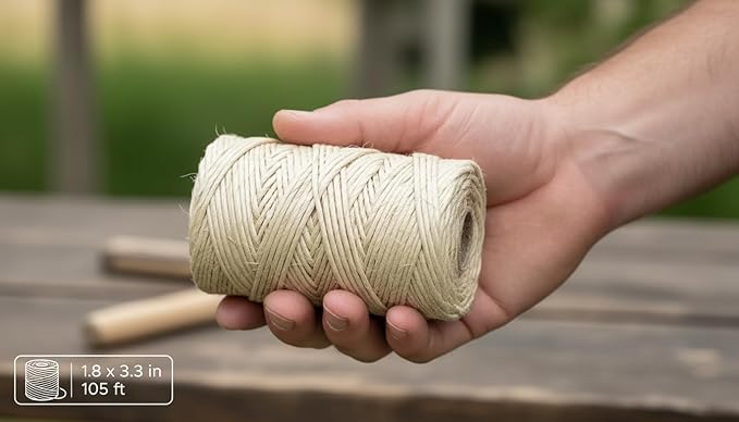 Premium Brazilian Sisal Twine, Natural Fiber 100% Sisal, Heavy-Duty, Ultra Durable, Ideal for DIY Projects, Home Decor, Gardening, Crafting, Gifting, Wrapping (164 ft / 50 m Coil)