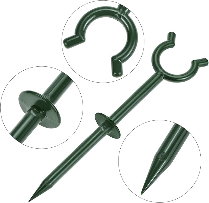 QWORK 3/4" Garden Hose Holder Brackets - 20 Pcs Plastic Outdoor Hose Guide Stakes Support Spike Tool