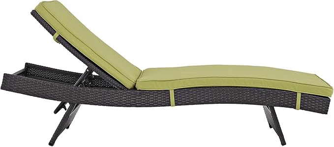Modway Convene Wicker Rattan Outdoor Patio Chaise Lounge Chair in Espresso Peridot