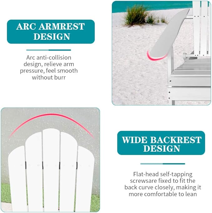 FDW Folding Adirondack Chair, All Weather Patio Chair Outdoor Fire Pit Chair for Patio Lawn Garden Backyard Deck Pool Beach