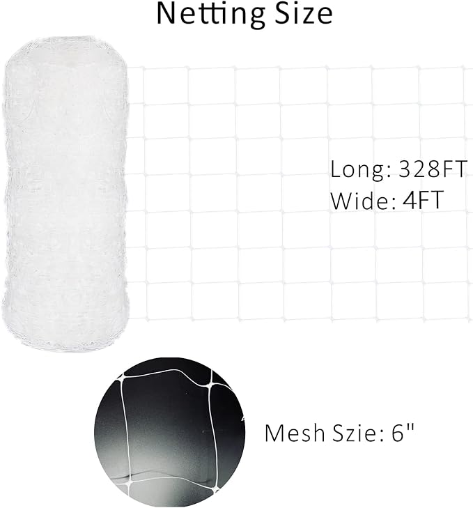 Toolazy Plastic Trellis Netting - 47''x328',Heavy-Duty Garden Netting Roll for Climbing Plants, Melons, Vegetables, and Grape Racks, Perfect for Hydroponic Gardening