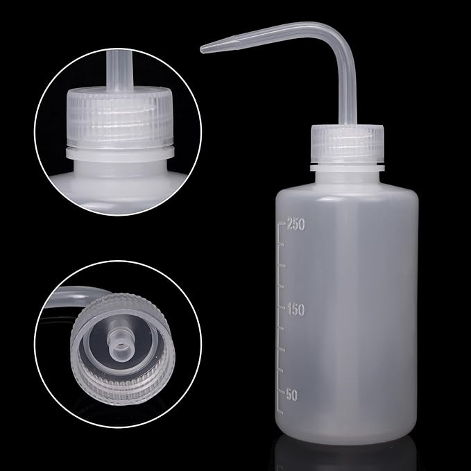 DEPEPE 6-Pack 250ml Squeeze Bottles for Liquids, LDPE Plastic Safety Squirt Bottle with Narrow Mouth & Scale Labels, Small Watering Can for Indoor Plants, Lab Tattoo Cleaning Tools