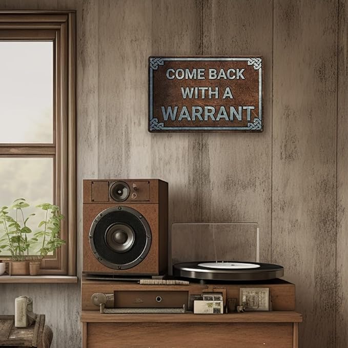 Vintage-Style Metal Tin Sign - Humorous Come Back with a Warrant Retro Art Poster, Funny Wall Decoration for Home, Kitchen, Bedroom, Man Cave with Distressed Finish, Durable Construction, 12inx8 inch