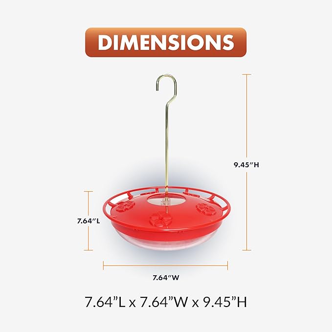 Newhouse Pet Hummingbird Tray Feeder NHP-HUMTRY-RD, Hummingbird Feeder for Outdoors, Easy-to-Clean Leak-Proof and Ant-Proof Tray for Patio Decor or Outdoor Décor