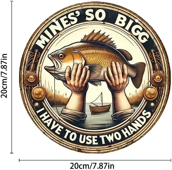 Metal Retro Shell Gasoline Wall Art, Creativity Art Decorations, Garden Sign Outside Decor，Wall Sculpture， Hanging Sculpture for Living Room Dining Room Bedroom Yard Outdoor Decor (Caught a Big Fish)