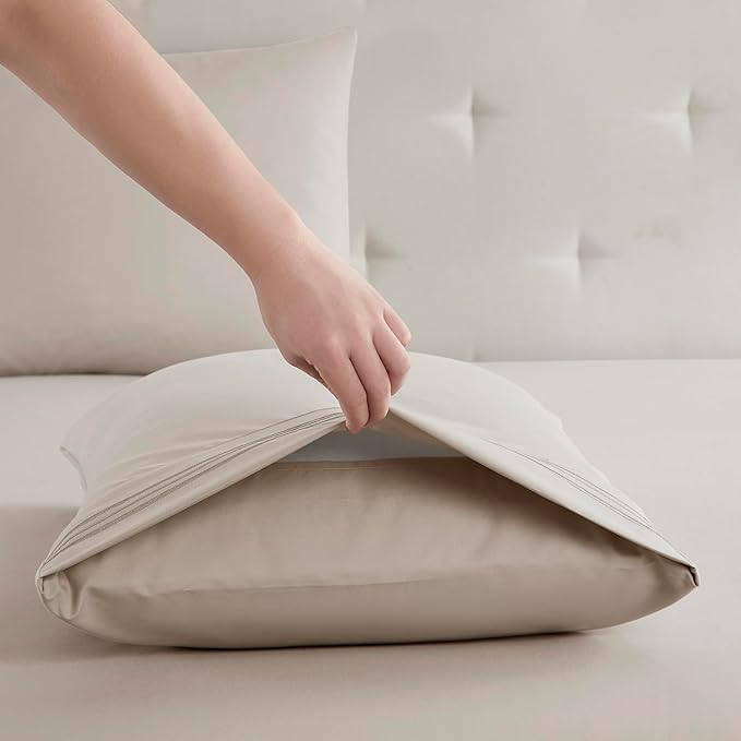 Clara Clark Bed Sheets, Premier 1800 Series Bed Sheet Set, Deep Pocket, Wrinkle, Fade, Stain Resistant, Luxury Soft Bedding Sheets & Pillowcases, Split King, Linen