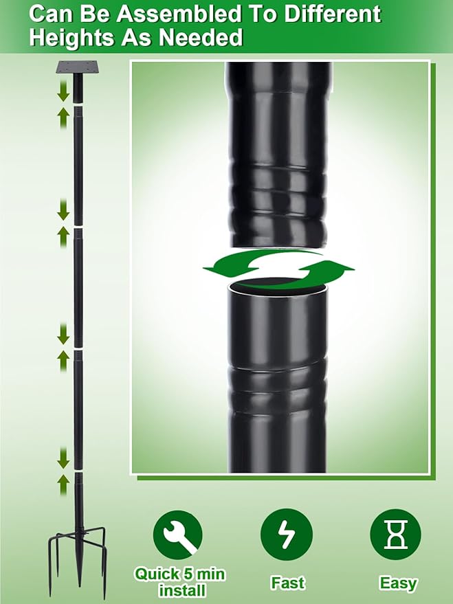 Bird Feeder Pole for Outdoors - 68" Adjustable Bluebird House Stand with 5-Prong Anchor, Heavy Duty Outside Smart Hummingbird Feeding Station Mounting Pole