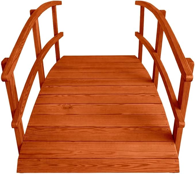 6 FT Cedar Amish Made Garden Bridge with Double Rails for Walkway, Backyard Pond & Landscaping, Outdoor Wooden Footbridge for Koi Pond, Japanese Style Decorative Bridge, Made in USA