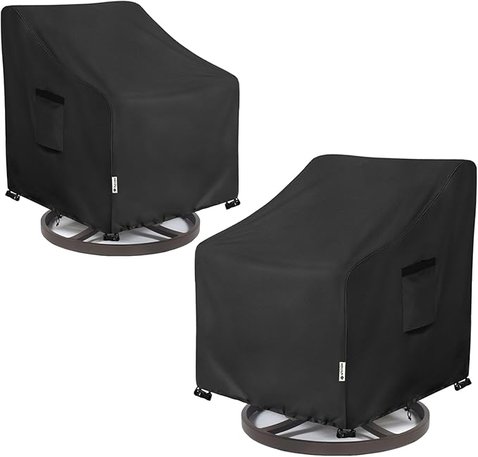 Patio Chair Covers Waterproof Patio Furniture Covers,27.5W x 32.5 D x 38 H Inches Outdoor Swivel Chair Cover 2 Pack -Black