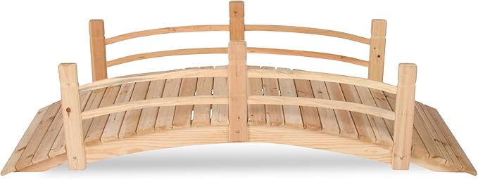Shine Company 4982N 6 Ft. Cedar Wood Garden Bridge with Side Rails, Natural