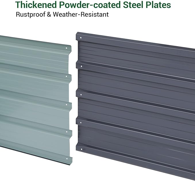Ohuhu Metal Raised Garden Bed Outdoor 8x3x1.5 FT Reinforced Galvanized Rustproof Colored Steel Planter Boxes for Vegetables, Heavy Duty Raised Beds for Growing Flowers Herbs Succulents