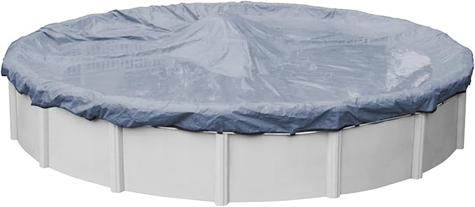 Robelle 15 ft Commercial Blue Winter Pool Cover for Above Ground Pools, 4 ft Overlap (19 ft Cover Size), Solid 12 x 12 Scrim, 3.7 oz/yd2, 18-Year Warranty, Style: 3415-4A