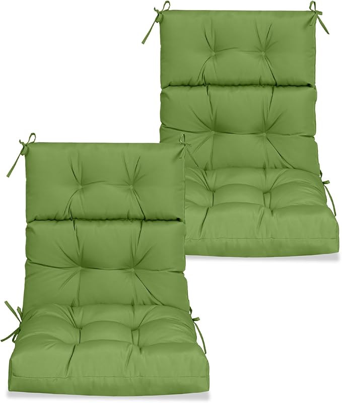 High Back Chair Cushions Set of 2, Adirondack Chair Cushion with Waterproof, Rocking Chair Cushion for Outdoor Patio, Garden Porch 45”x 22”x 4 (2, Green B)