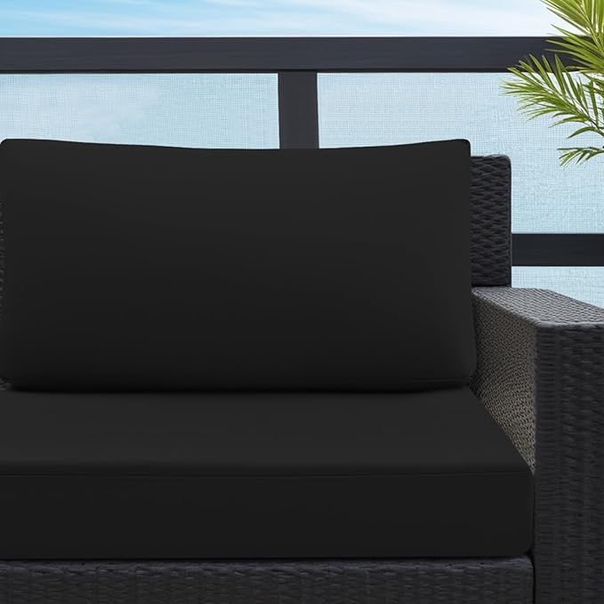 idee-home Outdoor Cushions for Patio Furniture, Outdoor Seat Cushion, Waterproof Hampton Bay Deep Seat Replacement Couch Chair Cushions for Garden Lawn Backyard Deck, 26.5 x 26.5 Black
