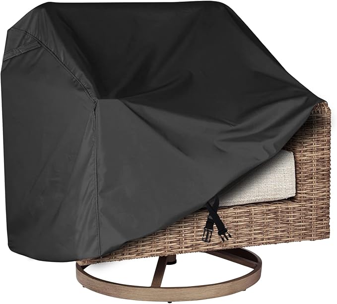 Patio Chair Covers，Outdoor Swivel Lounge Chair Cover，(37.5 L x 39.25 W x 38.5 H inches) Swivel Patio Chair Cover Waterproof ， 100%Waterproof Heavy Duty Outdoor Chair Covers