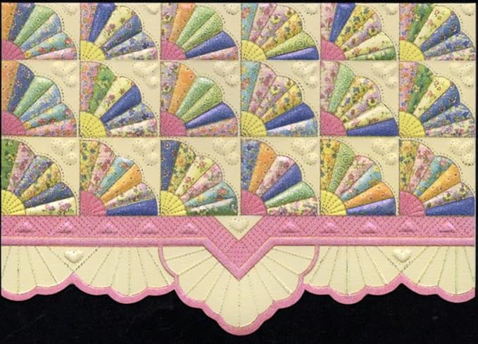 Poster Foundry Fan Quilt Portfolio Boxed Note Cards by Carol Wilson. 10 embossed 4x5 Die-Cut Notecards and Matching Envelopes in Decorative Gift Box with Magnetic Flap. NCP2357