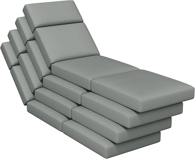 4 Pcs Chaise Lounge Cushions Outdoor, 72 x 21 x 4 Inch Lounge Chair Cushions for Outdoor Furniture - Waterproof Lounge Patio Replacement Cushion, 4In Fade-Resistant ThickPatio Chaise Lounge Cushion