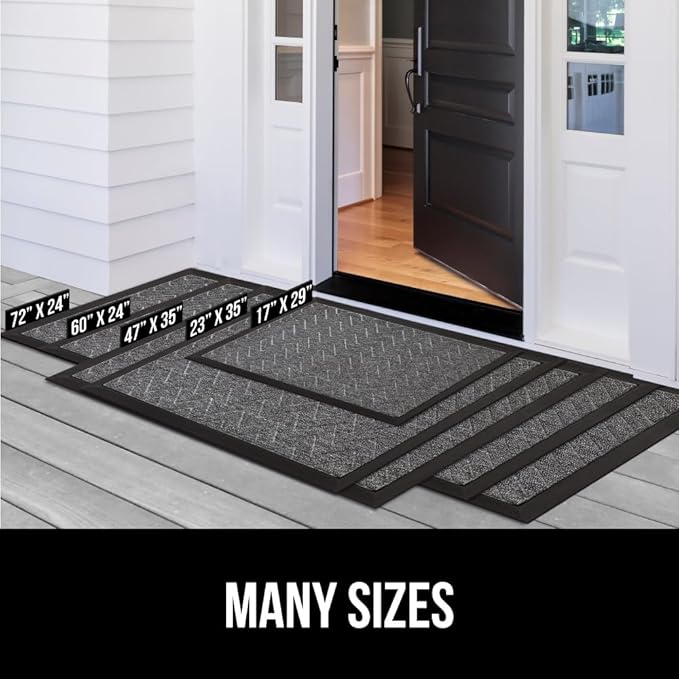 GORILLA GRIP 100% Waterproof All-Season WeatherMax Doormat US Designed Natural Rubber, Stain and Fade Resistant, Low Profile Indoor Outdoor Door Mats, Easy Clean Patio Mat, 17x29, Latte Quatrefoil