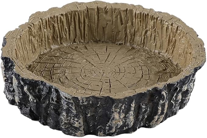 Tree Trunk Food/Water Dish for Amphibians, Reptiles and Other Little Critters, Made from Premium Non-Toxic Resin - Small Size