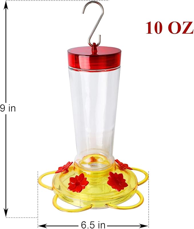 Joliyoou Hummingbird Feeder, 10 Once Glass Hummingbird Feeder Outdoor Hanging, Bird Nectar Feeder