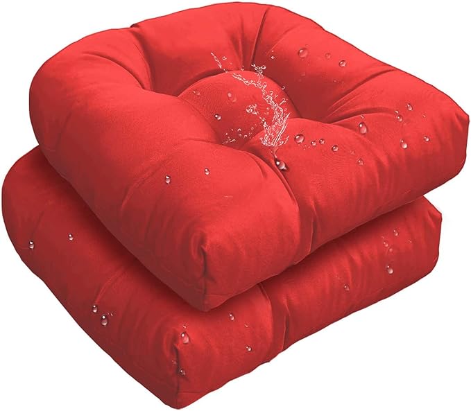 18 x 18 Outdoor Seat Cushions Set Waterproof Patio Seat Pad Rocking Chair Cushion with Ties for Indoor Outdoor Red