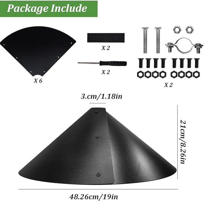 2 Pack 19 Inch Squirrel Baffle for Bird Feeder Pole,Outside Pole Mount Bird House Guard for Outdoor Shepherd’s Hook, Squirrel Stopper Protect Against Raccoons Rodents