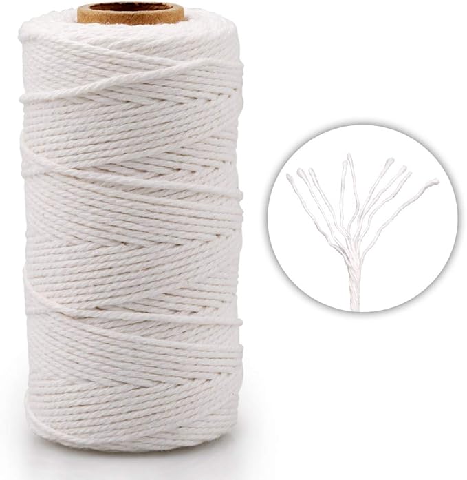 G2PLUS White String, Cotton Bakers Twine, 328 Feet 2MM Natural White Cotton String for Crafts, Gift Wrapping Twine, Home Decor, Gift Packaging