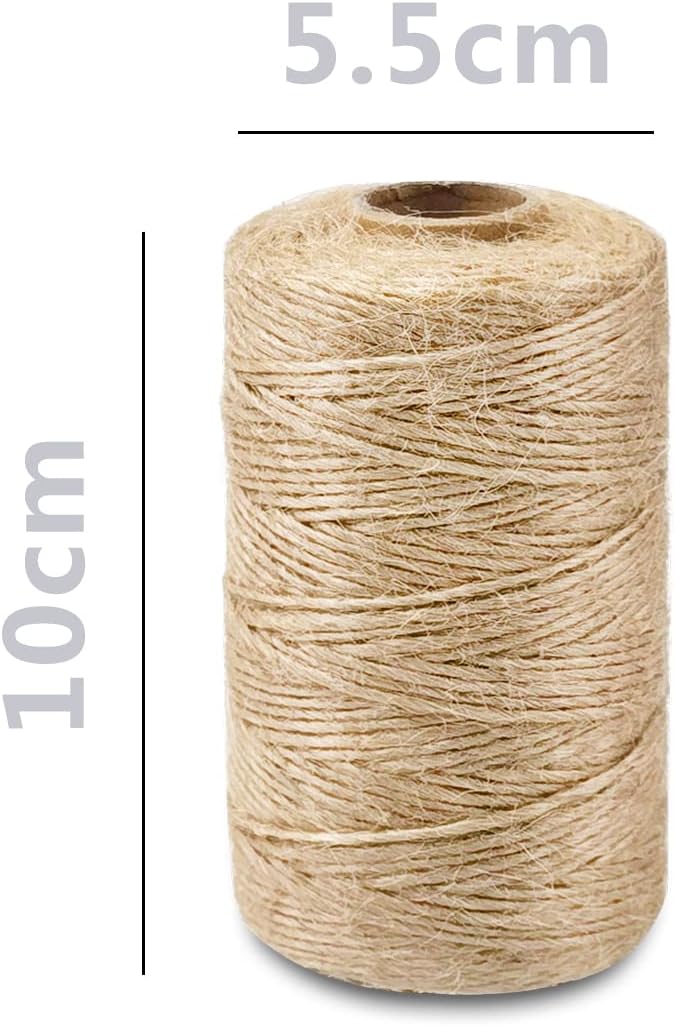 SMART&CASUAL 2mm Natural Jute Twine String Thin for Craft Plant Garden Gift Wrapping Christmas Handmade Art Decoration Packing String Home Art Decoration (Brown) (328 Ft (100M))