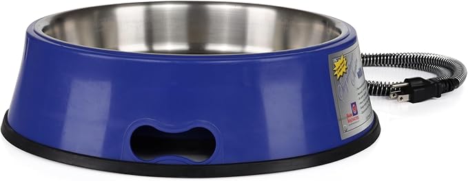 Farm Innovators Heated Pet Water Bowl, 40W Heated Water Dish - 3 Quart Stainless Steel Watering Station with Anti-Chew Cord Protector for Dogs & Cats