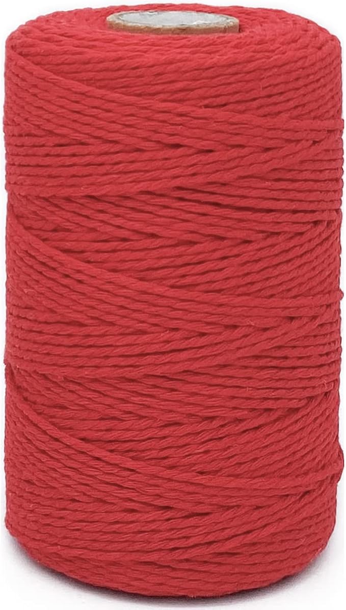 Twine String,500 Feet Cotton Butchers Twine String Cooking Kitchen Twine for Crafts Roasting Gift Wrapping DIY Decoration Gardening Packing Materials,Red