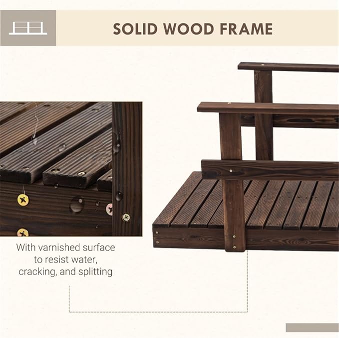 7FT Wooden Garden Bridge with Handrails, Decorative Landscape Footbridge for Yard, Pond, Farm or Creek - Rust-Resistant Cedar Construction, Easy Assembly & 400LB Capacity