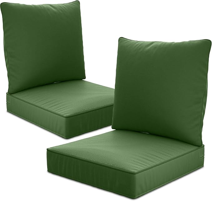 22" x 22" x 6" Outdoor Deep Seat Cushions Set - 2 Set Waterproof & Fade Resistant Patio Furniture Replacement Cushions, Non-Slip Outdoor Cushions Fit Loveseats, Couches, Chairs, and Sofas