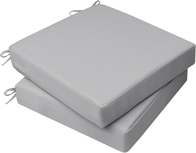 AAAAAcessories Outdoor Seat Cushions for Chairs, Waterproof, Fade-Resistant, 22" x 22" x 3", Patio Furniture Replacement Cushions, Set of 2, Gray