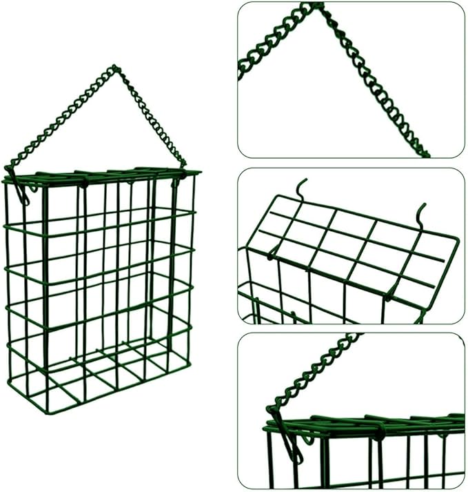 Suet Cake Bird Feeder Hanging Wild Bird Feeder for Outdoor Garden Cages Outside Suet Fruit Capacity Feeders (2 Pcs Green)